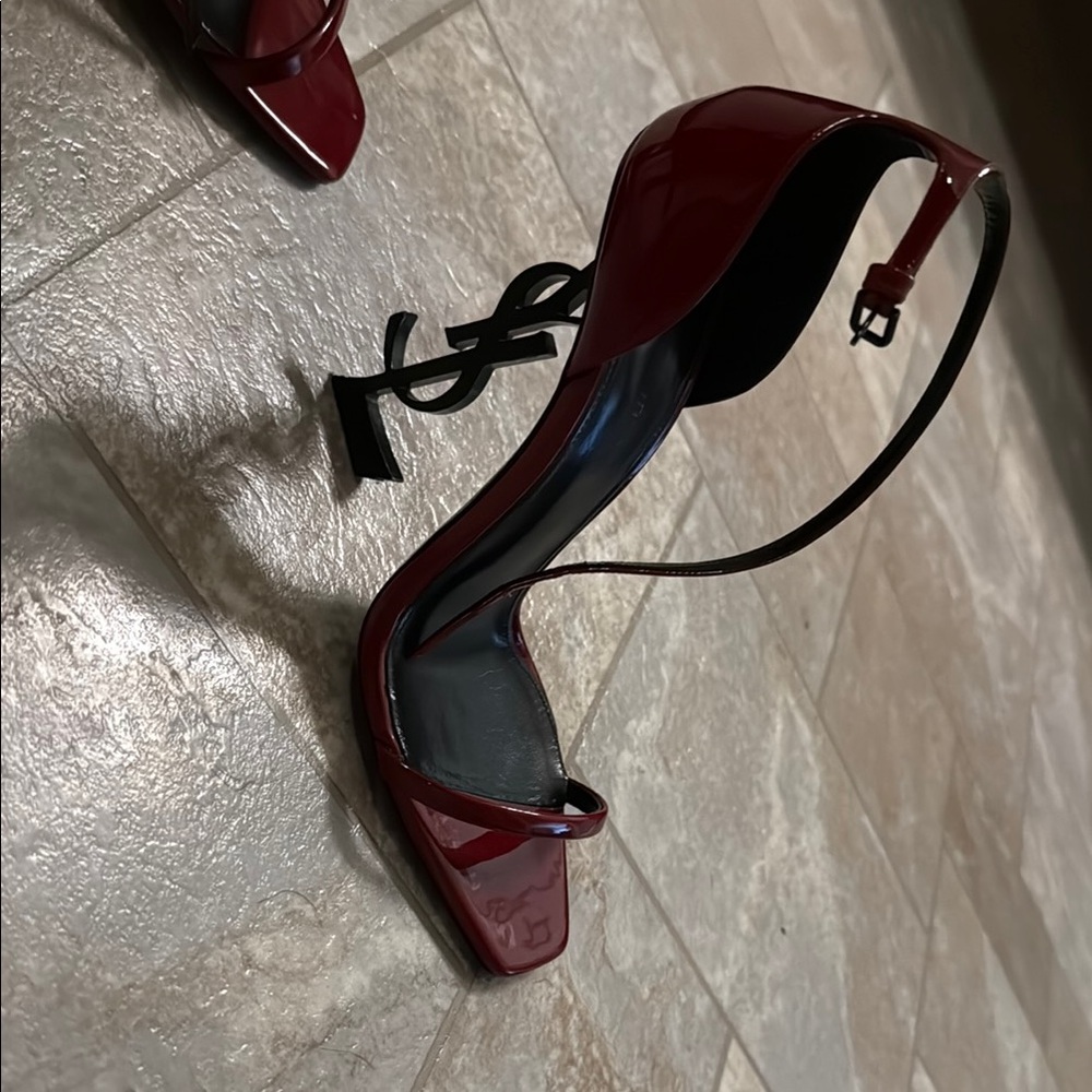 Yves Saint Laurent Red and Black Stiletto Heels